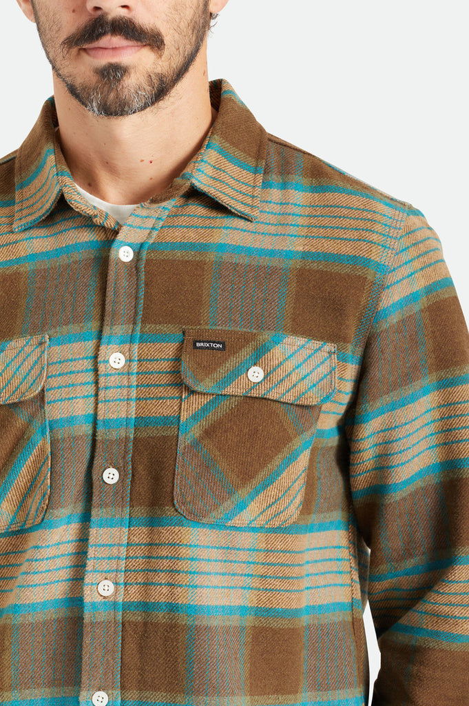 Brixton Bowery L/S Flannel - Mojave/Heather Grey/Desert Palm