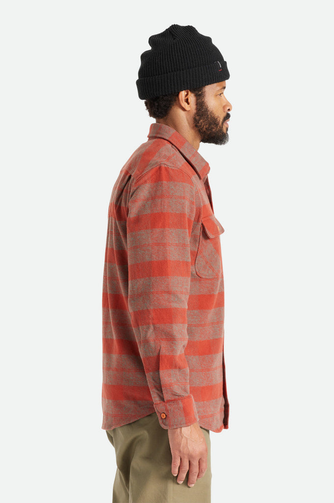 Brixton Bowery Heavy Weight L/S Flannel - Burnt Henna/Dark Forest