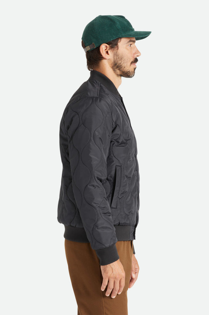 Men's Fit, Side View | Dillinger Quilted Bomber Jacket - Black