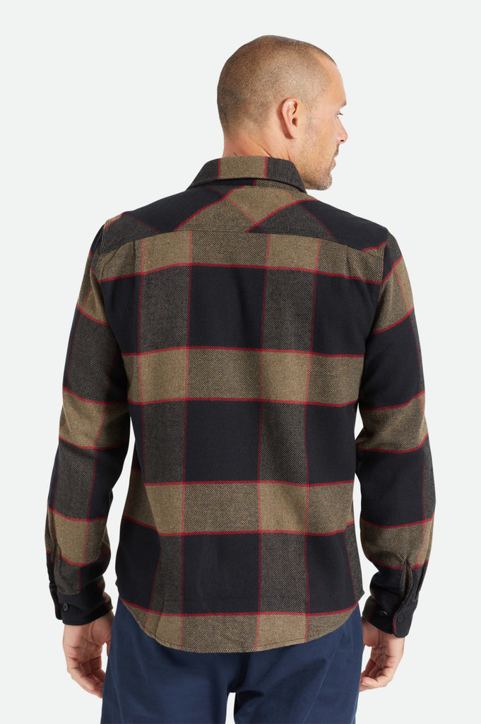 Men's Back Fit Image | Bowery L/S Flannel - Heather Grey/Charcoal