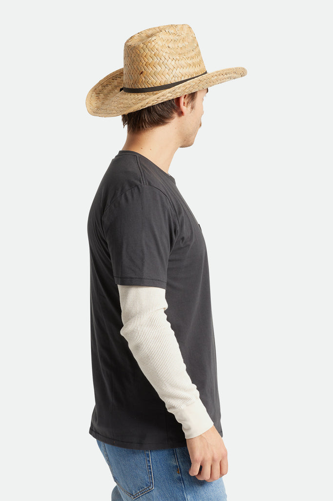 Brixton Unisex Houston Straw Cowboy Hat - Natural | Side fit