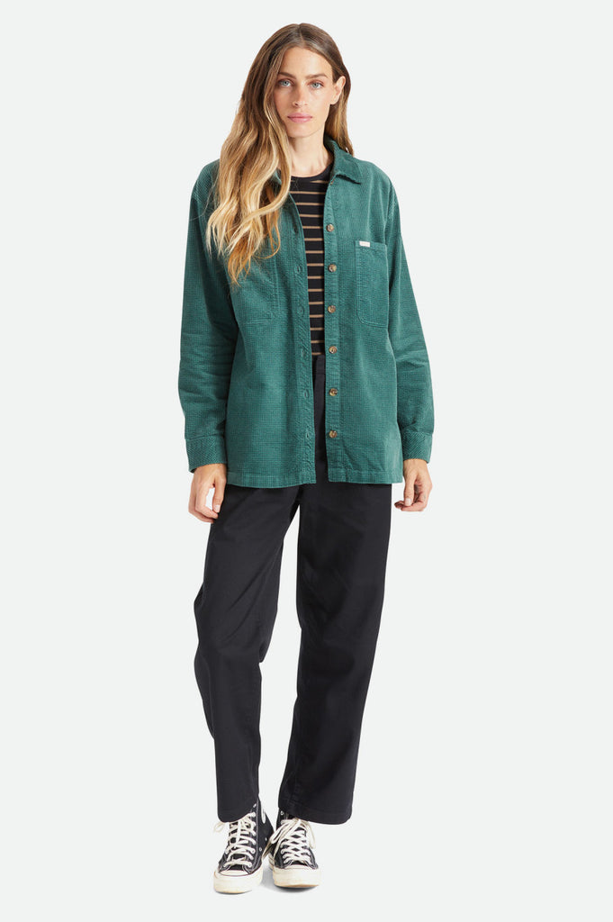 Brixton Dundee Corduroy Overshirt - Emerald