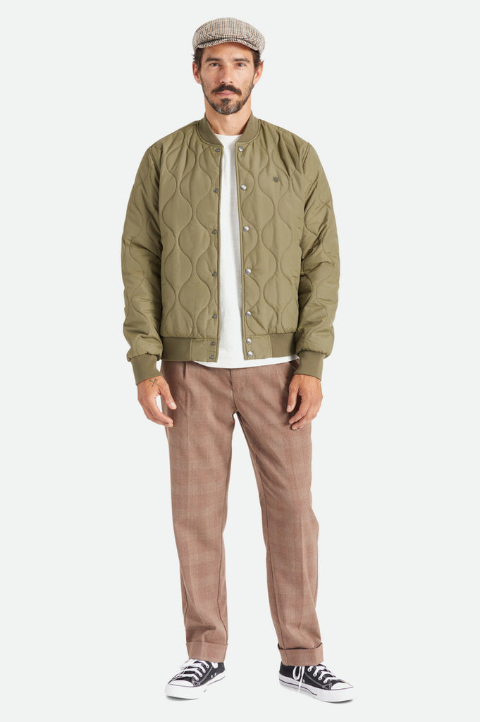 Brixton Dillinger Quilted Bomber Jacket - Military Olive