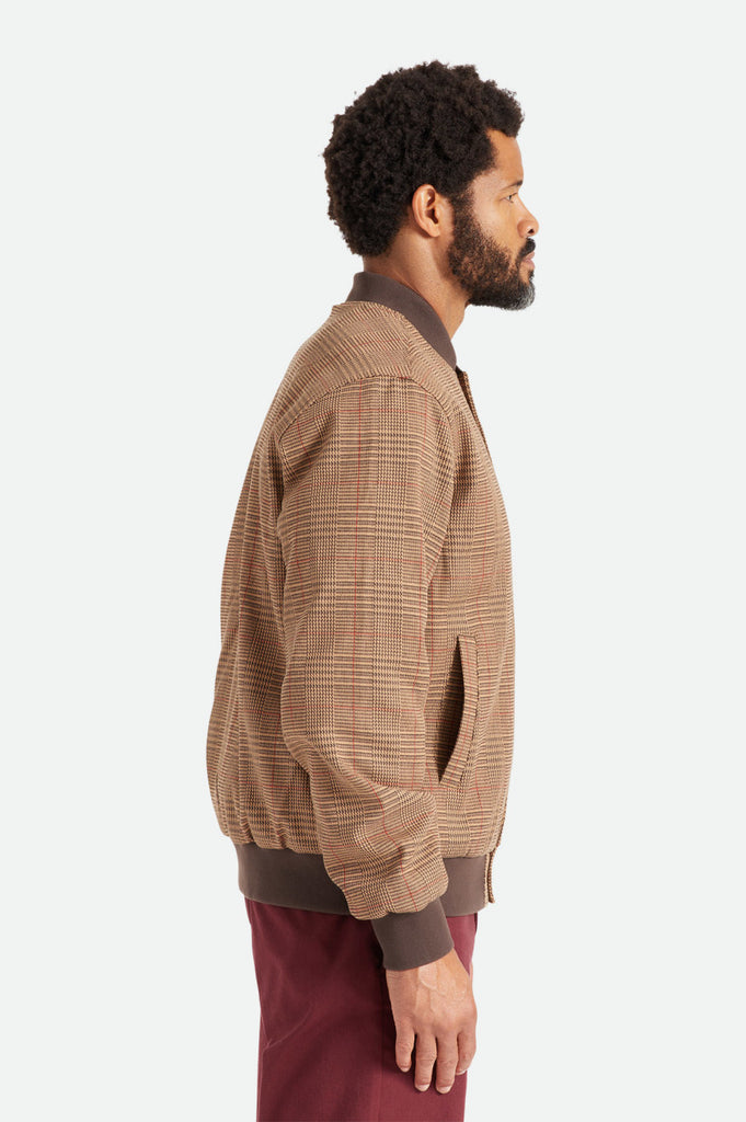 Brixton Dillinger Bomber Jacket - Brown Houndstooth