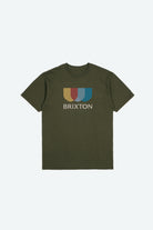Men's Alton Stripe S/S Standard Tee - Military Olive - Front Side
