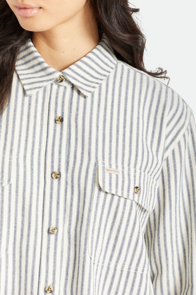 Brixton Bowery Boyfriend L/S Flannel - Dove Stripe