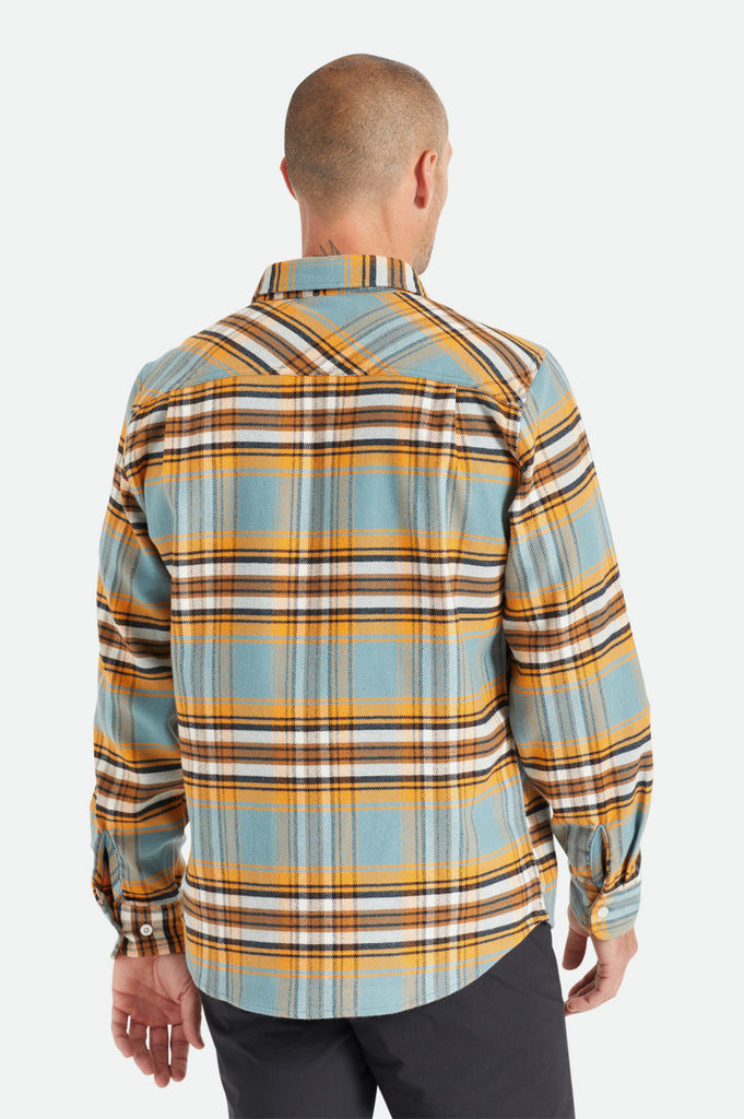 Brixton Bowery Stretch L/S Utility Flannel - Burnt Orange/Deep Lake/Off White