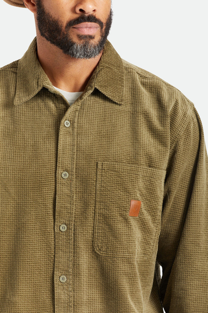 Brixton Porter L/S Waffle Corduroy - Military Olive